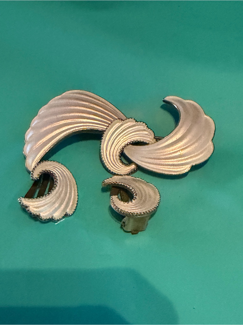 Vintage Sterling & Enamel Pin & Earrings